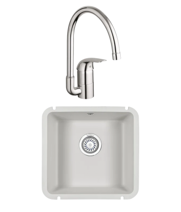 Комплект Мойка Granula 3801, арктик + Смеситель Grohe Euroeco 32752000, матовая, квадратная