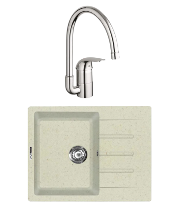 Комплект Мойка Lava L1.VNL vanilla + Смеситель Grohe Euroeco 32752000 матовая, прямоугольная