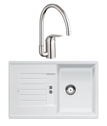 Комплект Мойка Blanco Zia 45 S 514726 белая + Смеситель Grohe Euroeco 32752000 матовая, прямоугольная