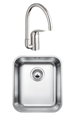 Комплект Мойка Blanco Supra 340-U + Смеситель Grohe Euroeco 32752000 полированная, прямоугольная