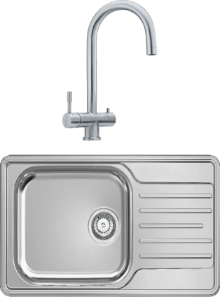 Комплект Мойка Franke LNX 611-44 нержавеющая сталь + Смеситель Eos Clear Water нержавеющая сталь матовая, прямоугольная