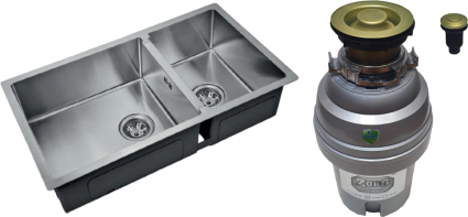 Комплект Мойка Zorg Light ZL R 780-2-440 + Измельчитель ZR-75 D BRONZE брашированная, прямоугольная