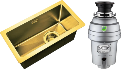 Комплект Мойка Zorg Light ZL R 230440 BRONZE + Измельчитель Inox D ZR-38 D брашированная, прямоугольная