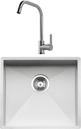 Комплект Мойка Reginox Ontario Medium LUX OKG L 50x40 сталь + Смеситель MEGA City MG- ZRV104 хром полированная, прямоугольная