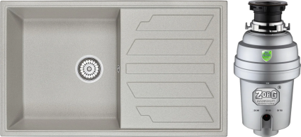 Комплект Мойка Granula 8601, базальт + Измельчитель Zorg Inox D ZR-75 D, матовая, прямоугольная