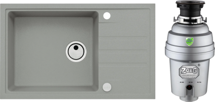 Комплект Мойка Alveus Intermezzo Granital 130 concrete + Измельчитель Zorg Inox D ZR-75 D матовая, прямоугольная