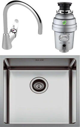 Комплект Мойка Seaman Eco Roma SMR-4944A + Смеситель Vidima Орион BA365AA + Измельчитель Zorg Inox D ZR-75 D брашированная, прямоугольная