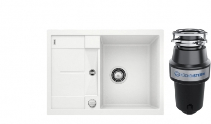 Комплект Мойка Blanco Metra 45S Compact 519576 белая + Измельчитель KUCHENSTERN Muhle 351MU35 матовая, прямоугольная