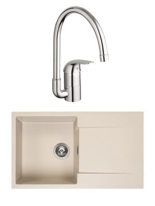 Комплект Мойка Reginox Amsterdam 10 3,5" caffe silvery + Смеситель Grohe Euroeco 32752000, матовая, прямоугольная