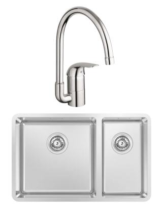 Комплект Мойка Kantera Lucia LUR210/L diamond + Смеситель Grohe Euroeco 32752000 матовая, прямоугольная