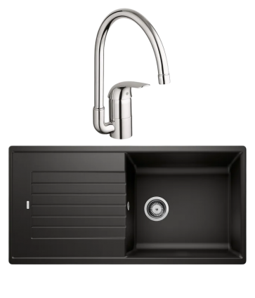 Комплект Мойка Blanco Zia XL 6S 526024 черная + Смеситель Grohe Euroeco 32752000 матовая, прямоугольная