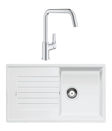 Комплект Мойка Blanco Zia 5S 520515 белая + Смеситель Grohe Eurosmart 30567000 матовая, прямоугольная
