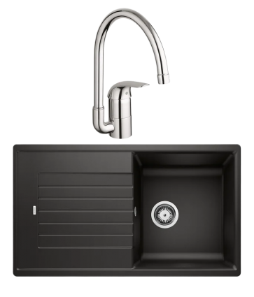 Комплект Мойка Blanco Zia 5S 526016 черная + Смеситель Grohe Euroeco 32752000 матовая, прямоугольная