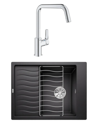 Комплект Мойка Blanco Elon 45S 524814 антрацит + Смеситель Grohe Eurosmart 30567000 матовая, прямоугольная