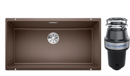 Комплект Мойка Blanco Subline 800-U кофе + Измельчитель KUCHENSTERN Muhle 351MU35 матовая, прямоугольная