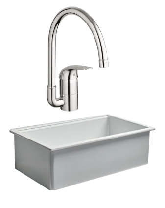 Комплект Мойка Simas Lavabi Q600 bia + Смеситель Grohe Euroeco 32752000 глянцевая, прямоугольная
