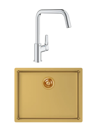 Комплект Мойка Kantera Cayman CAR520 EG(K) eureka gold + Смеситель Grohe Eurosmart 30567000 брашированная, прямоугольная