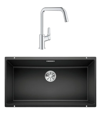 Комплект Мойка Blanco Subline 800-U антрацит + Смеситель Grohe Eurosmart 30567000 матовая, прямоугольная