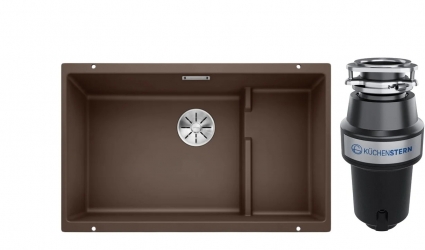 Комплект Мойка Blanco Subline 700-U Level кофе + Измельчитель KUCHENSTERN Muhle 351MU35 матовая, прямоугольная