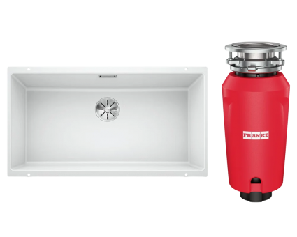 Комплект Мойка Blanco Subline 800-U белая + Измельчитель Franke 134.0715.096 матовая, прямоугольная