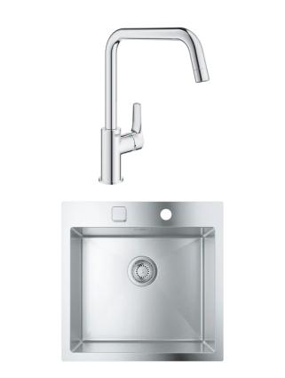 Комплект Мойка Grohe K800 31583SD1 нержавеющая сталь + Смеситель Eurosmart 30567000 матовая, прямоугольная