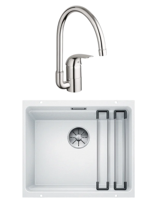 Комплект Мойка Blanco Etagon 500-U 522231 белая + Смеситель Grohe Euroeco 32752000 матовая, прямоугольная