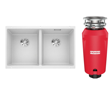 Комплект Мойка Blanco Subline 350/350-U белая + Измельчитель Franke 134.0715.094 матовая, прямоугольная