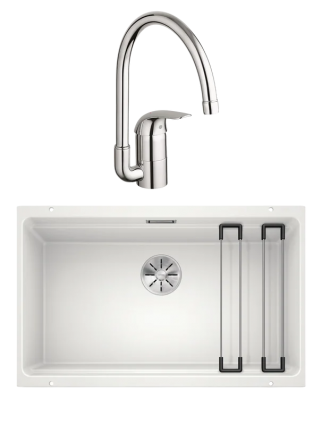 Комплект Мойка Blanco Etagon 700-U белая + Смеситель Grohe Euroeco 32752000 матовая, прямоугольная