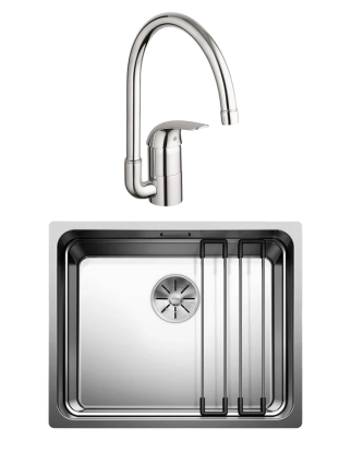 Комплект Мойка Blanco Etagon 500-IF + Смеситель Grohe Euroeco 32752000 полированная, прямоугольная