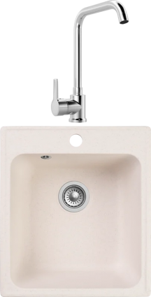 Комплект Мойка Reflection Quadra RF0243WH белая + Смеситель MEGA Ege MG-PL10 хром прямоугольная,  в современном стиле