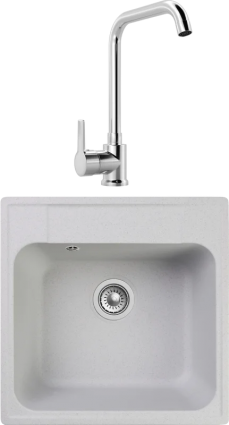 Комплект Мойка Reflection Etude RF0353GR серая + Смеситель MEGA Ege MG-PL10 хром квадратная,  в современном стиле