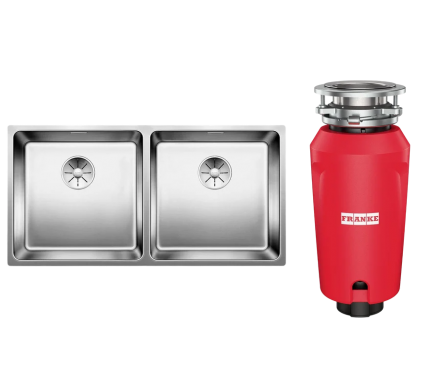 Комплект Мойка Blanco Andano 400/400-U сталь + Измельчитель Franke 134.0715.096 полированная, прямоугольная