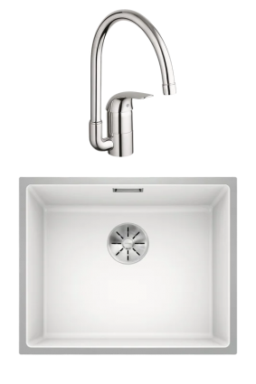 Комплект Мойка Blanco Subline 500-IF белая + Смеситель Grohe Euroeco 32752000 матовая, прямоугольная