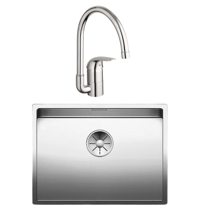 Комплект Мойка Blanco Claron 550-IF + Смеситель Grohe Euroeco 32752000 полированная, прямоугольная