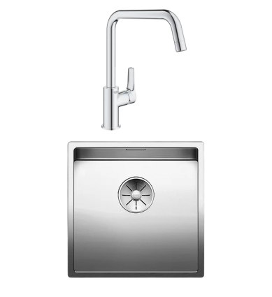 Комплект Мойка Blanco Claron 400-U + Смеситель Grohe Eurosmart 30567000 полированная, квадратная