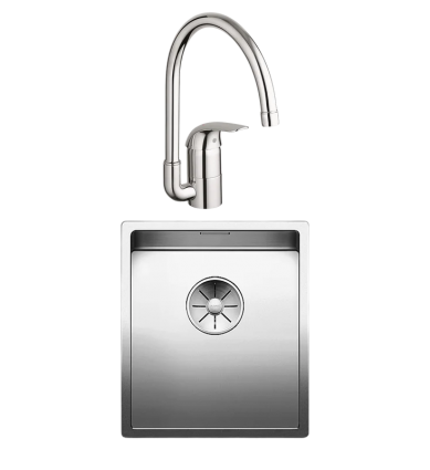 Комплект Мойка Blanco Claron 340-IF + Смеситель Grohe Euroeco 32752000 полированная, прямоугольная
