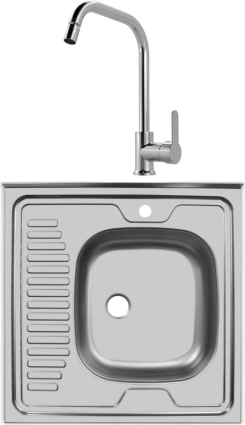 Комплект Мойка Ukinox Стандарт STD600.600 ---5C 0R- + Смеситель MEGA City MG- ZRV104 хром матовая, квадратная