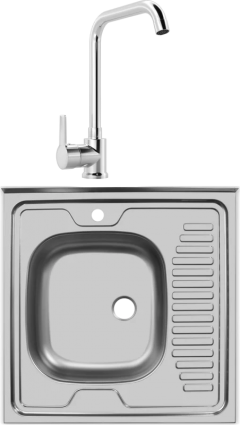 Комплект Мойка Ukinox Стандарт STD600.600 ---5C 0LS + Смеситель MEGA Ege MG-PL10 хром матовая, квадратная
