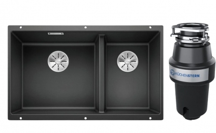 Комплект Мойка Blanco Subline 430/270-U антрацит + Измельчитель KUCHENSTERN Muhle 350MU35 матовая, прямоугольная