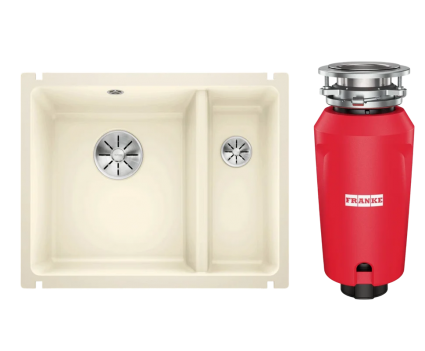Комплект Мойка Blanco Subline 350/150-U магнолия + Измельчитель Franke 134.0715.098 глянцевая, прямоугольная