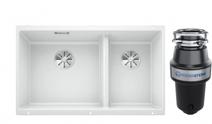 Комплект Мойка Blanco Subline 430/270-U белая + Измельчитель KUCHENSTERN Muhle 351MU35 матовая, прямоугольная