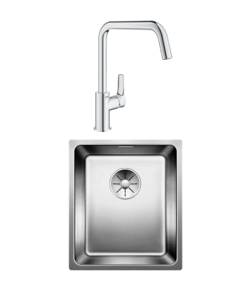 Комплект Мойка Blanco Andano 340-U + Смеситель Grohe Eurosmart 30567000 полированная, прямоугольная