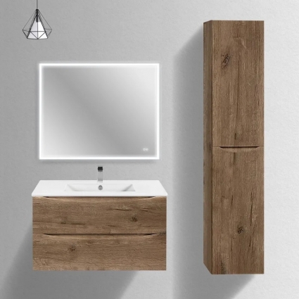 Мебель для ванной комнаты Vincea Mia Slim 90, 2 ящика, дуб винтаж, подвесная, матовая
