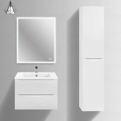 Мебель для ванной комнаты Vincea Mia Slim 70, 2 ящика, белая глянцевая, подвесная, матовая