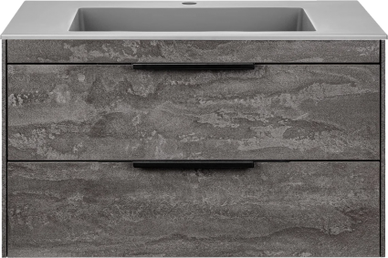 Тумба с раковиной Vincea Chiara 2D 80, 2 ящика, камень, с серой раковиной, подвесная, матовая