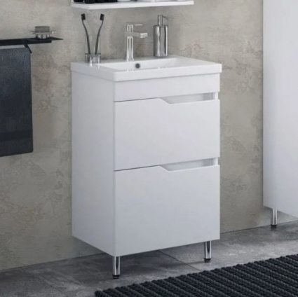 Тумба с раковиной Corozo Теона Z2 50, белая, напольная, глянцевая