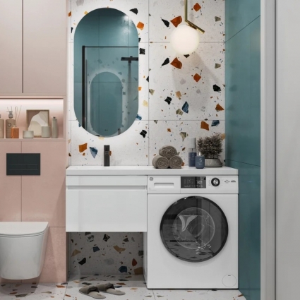 Мебель для ванной комнаты Vigo Urban 60 L, 1 ящик, под стиральную машину, белая, подвесная, матовая
