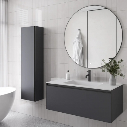Мебель для ванной комнаты Armadi Art Quatro 1 100 anthracite, с раковиной white, подвесная, матовая