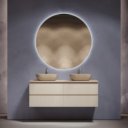 Мебель для ванной комнаты Sancos Snob R 140, beige soft, столешница бежевая TT140A2X, раковина CN6009MC, подвесная, с ящиками