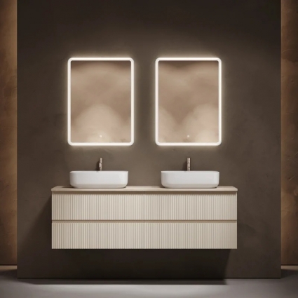 Мебель для ванной комнаты Sancos Snob R 160, beige soft, столешница бежевая TT160A2X, раковина CN5043, подвесная, матовая